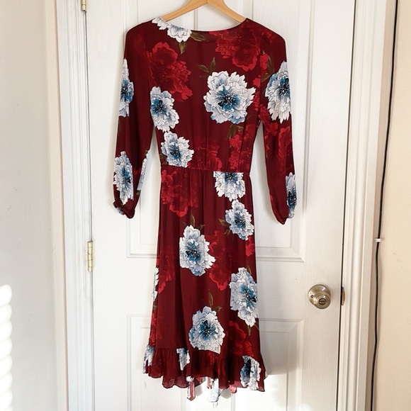 Plenty by Tracy Reese aleah floral surplice wrap ruffle midi dress size XS - Picture 4 of 8